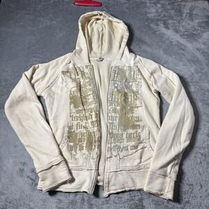 VTG Y2K‎ Womens Lost Thermal Lined Zip Jacket Ivory Size M 'MISSING ZIPPER*